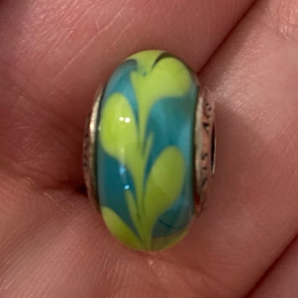 Pandora Murano glass Aqua And Green Swirl Charm
